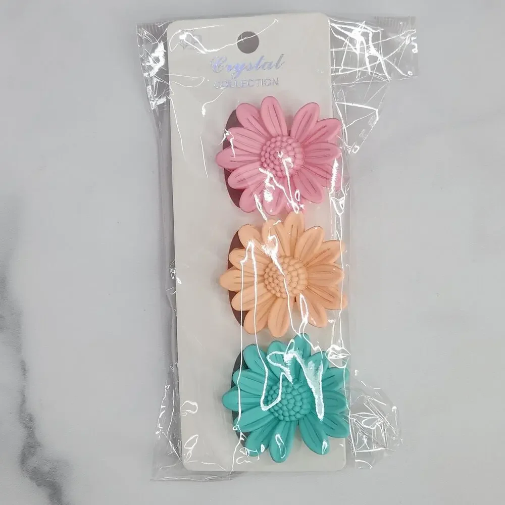*NEW* 3 pc Daisy Flower Claw Clip Set - Hair Accessories pink/peach/sea blue